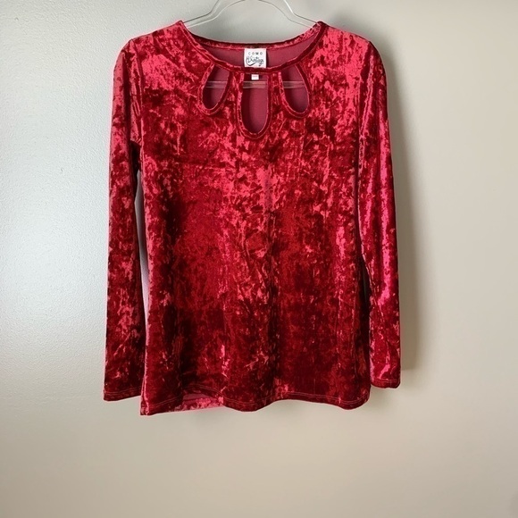 COMO Vintage Red Crushed Red Velvet A-Line Tunic - Picture 3 of 12